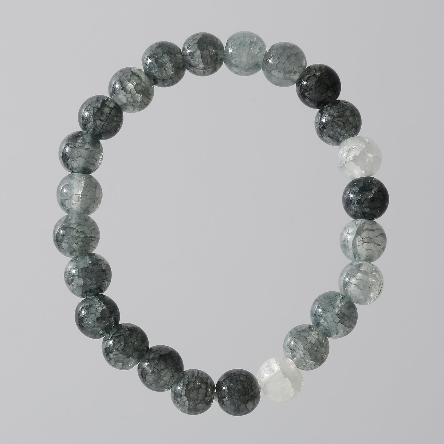 Assorted Genuine Round Stone  on Elastic Beaded Bracelet