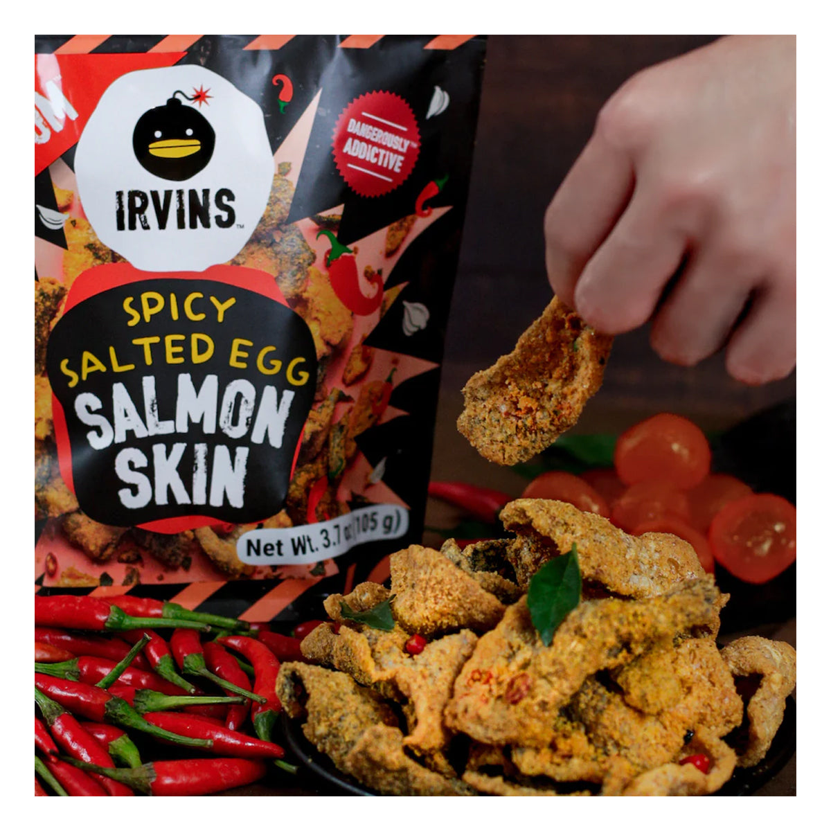 Irvins Salted Egg Hot Boom Spicy Salmon Skin - 105g