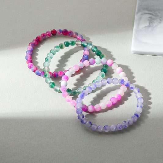 Assorted Genuine Tie-Dye Stone Beaded Bracelet