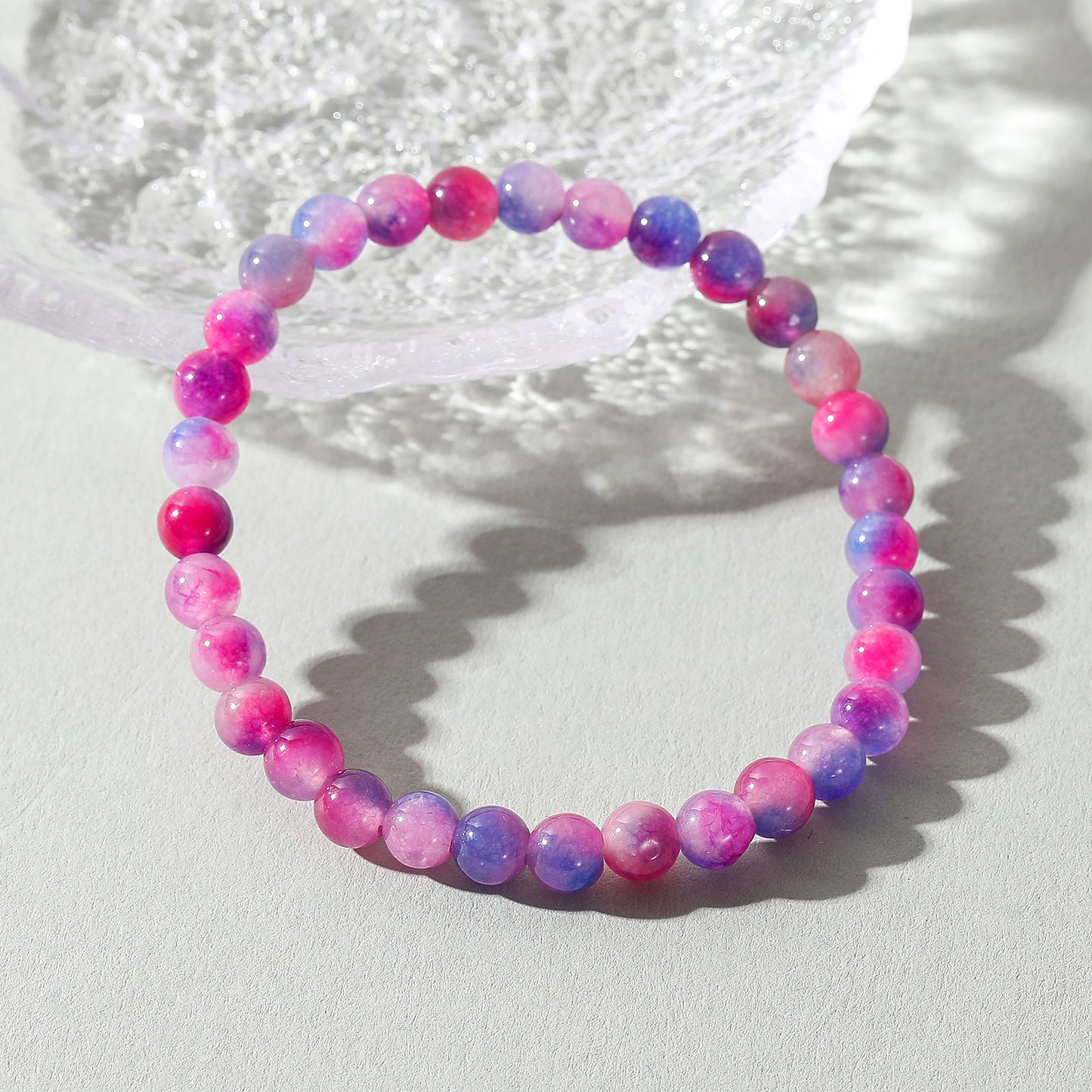 Assorted Genuine Tie-Dye Stone Beaded Bracelet