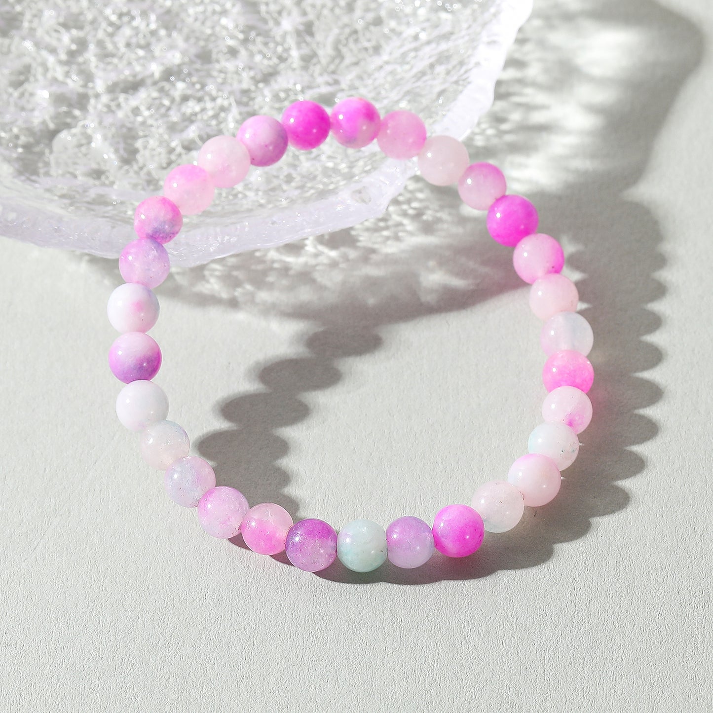 Assorted Genuine Tie-Dye Stone Beaded Bracelet