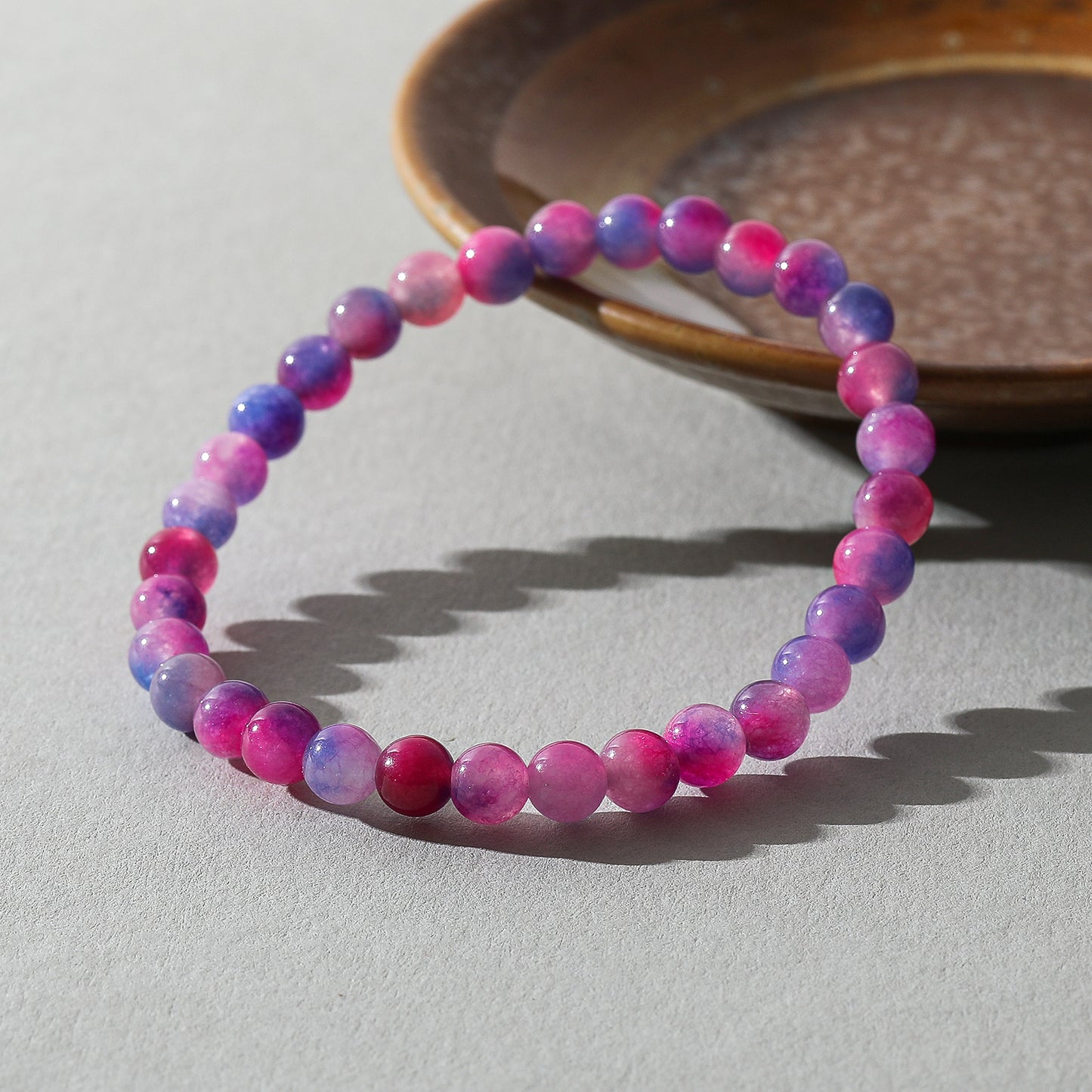 Assorted Genuine Tie-Dye Stone Beaded Bracelet