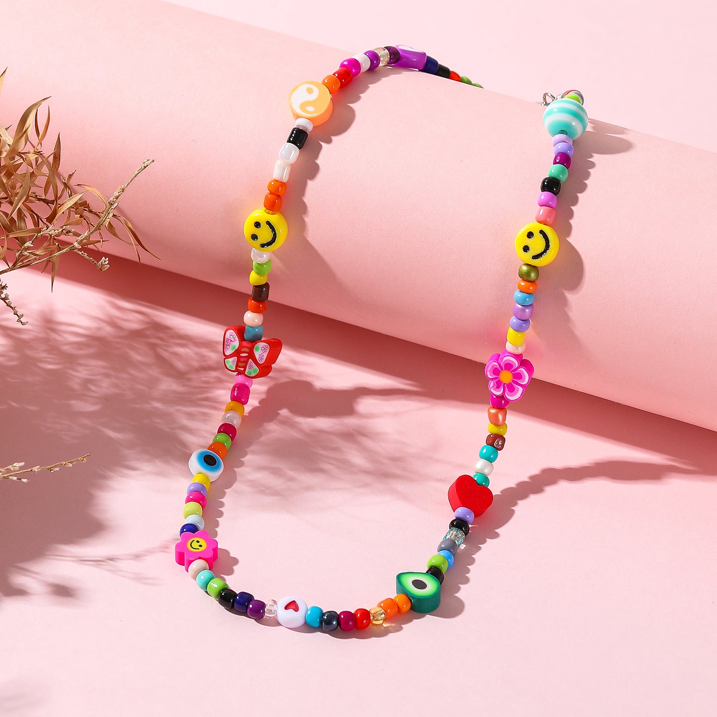 Assorted Fimo Beads and Colorful Bead Choker Necklace - Fun and Playful Accessories