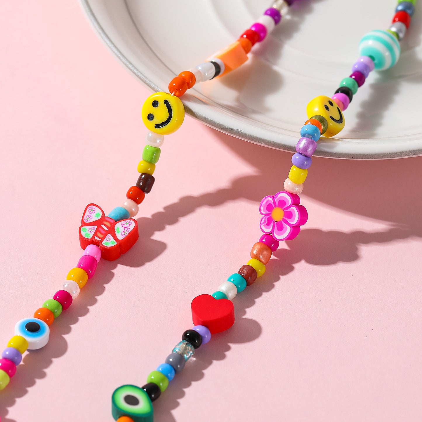 Assorted Fimo Beads and Colorful Bead Choker Necklace - Fun and Playful Accessories