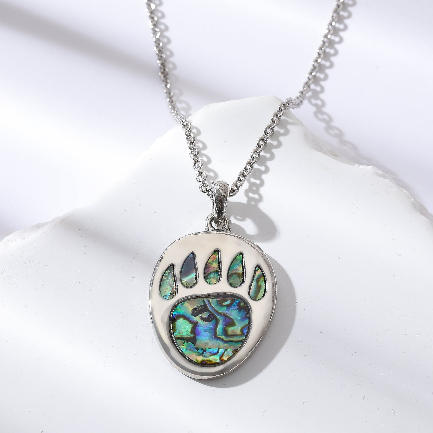 Paua Shell Bear Paw Necklace