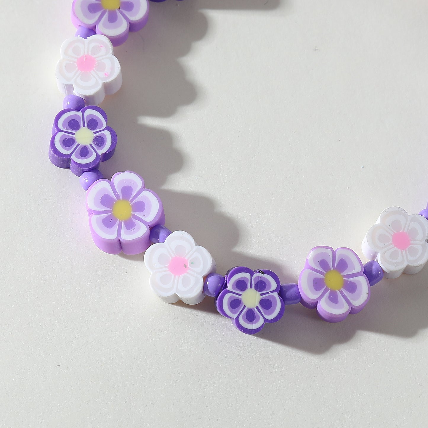 Colorful Fimo Flower Beaded Bracelet - Fun & Vibrant Floral Jewelry for Women