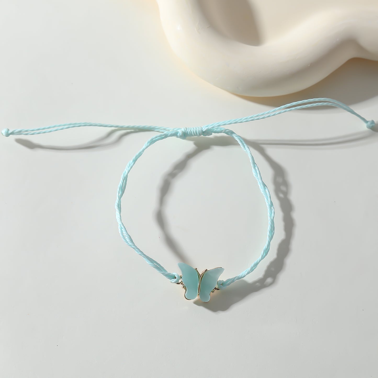 Adjustable String Bracelet with Colorful Butterfly Charm - Handmade Boho Jewelry for Women & Teens