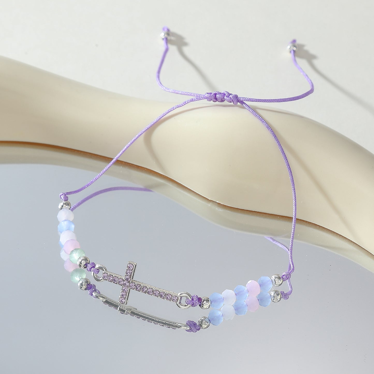 Multicolor Crystal Cross Bracelet - Stylish and Spiritual Jewelry for Women