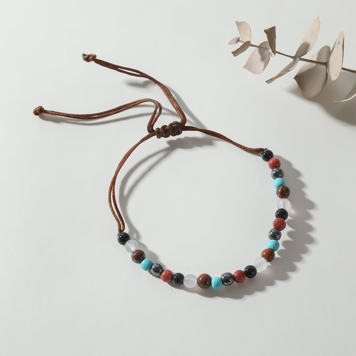 Adjustable Mini Genuine Stone Bead Bracelet - Handmade String Jewelry with Obsidian, Carnelian, Turquoise & More, Unique Gift for Women