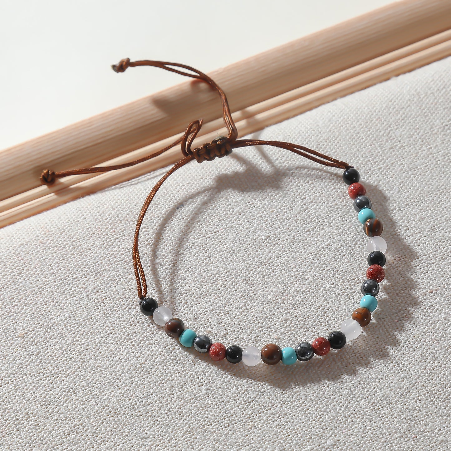 Adjustable Mini Genuine Stone Bead Bracelet - Handmade String Jewelry with Obsidian, Carnelian, Turquoise & More, Unique Gift for Women