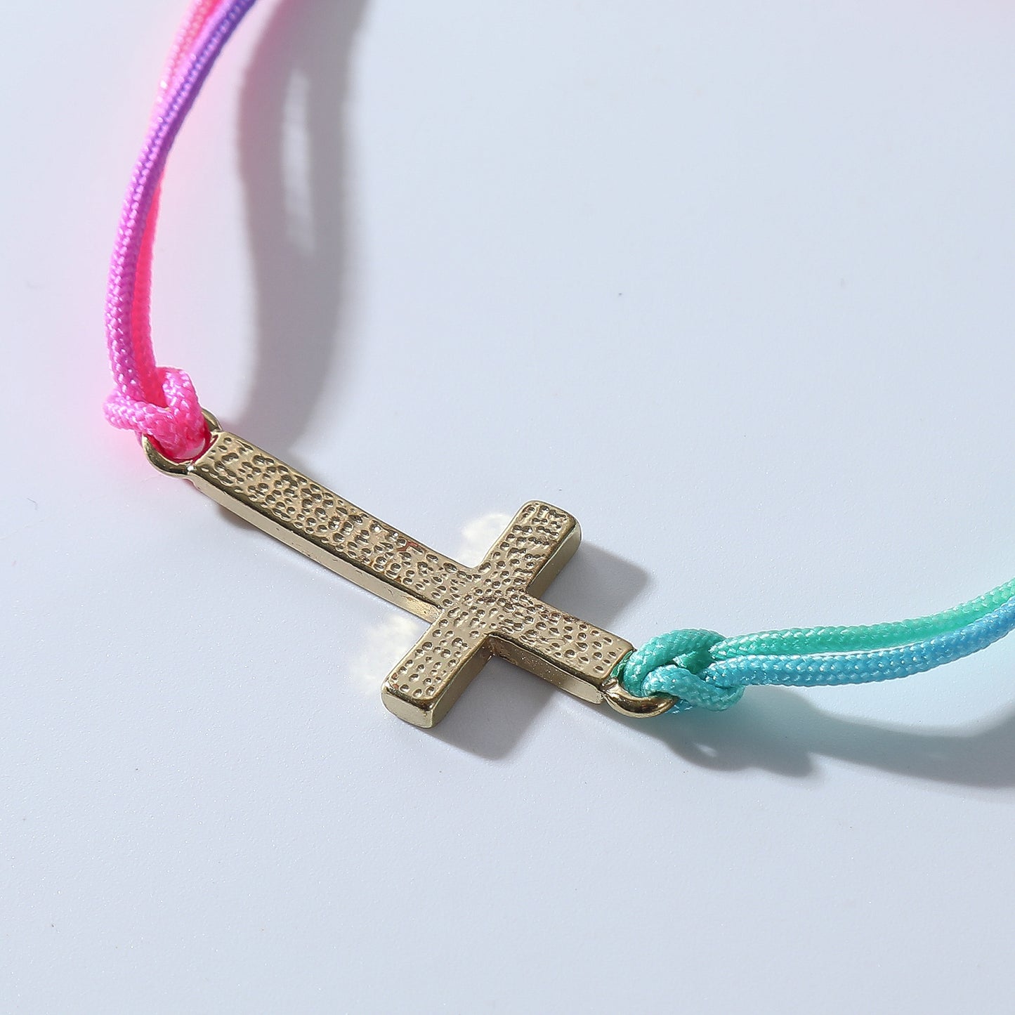 Rainbow Woven Cross Bracelet - Colorful Spiritual Jewelry for Men & Women