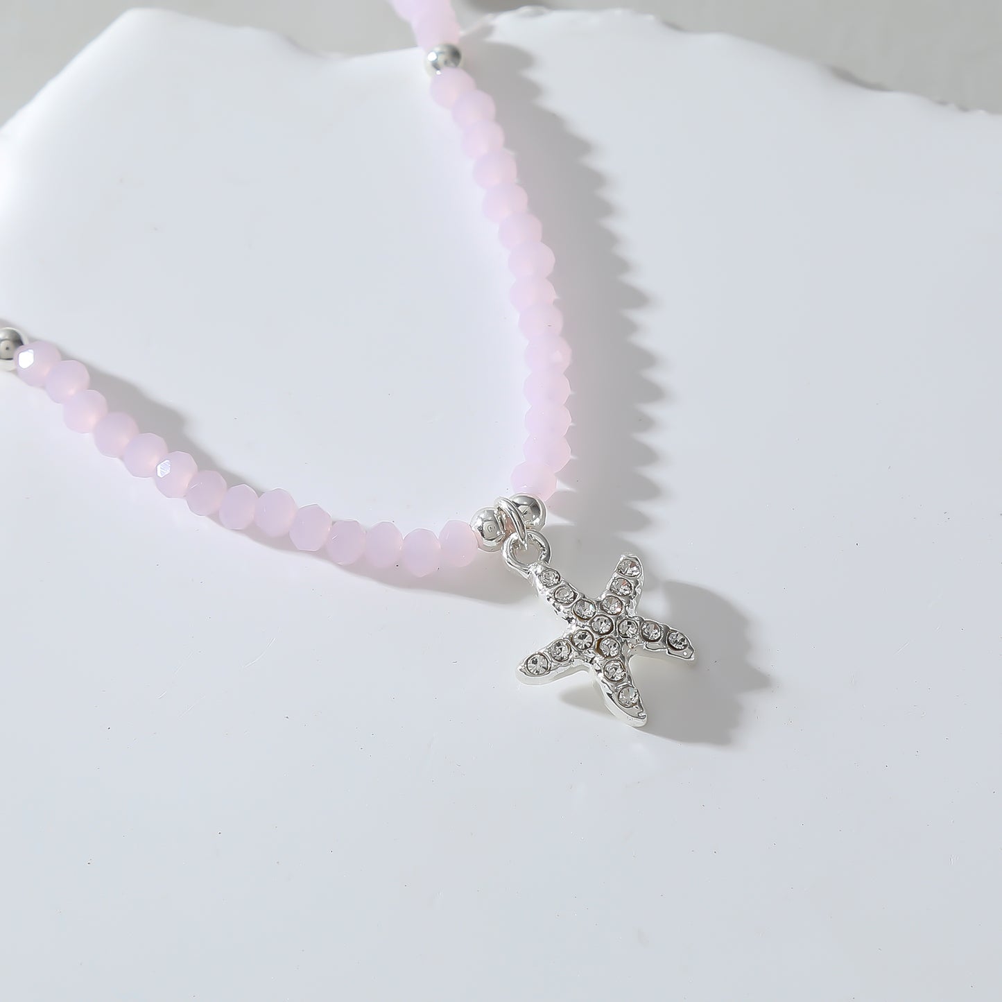 Handmade Beaded Necklace with Crystal Starfish Charm - Bohemian Beach Jewelry for Women & Teens