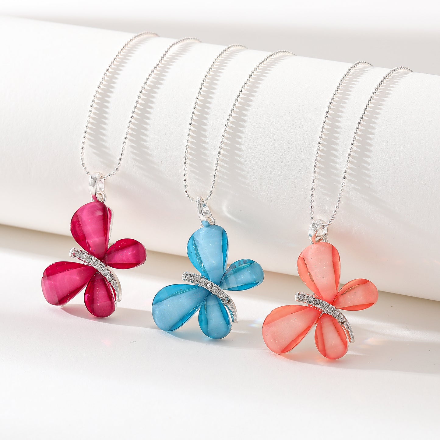 Radiant Bloom Butterfly Pendant Necklace – Colorful Elegance in Every Petal