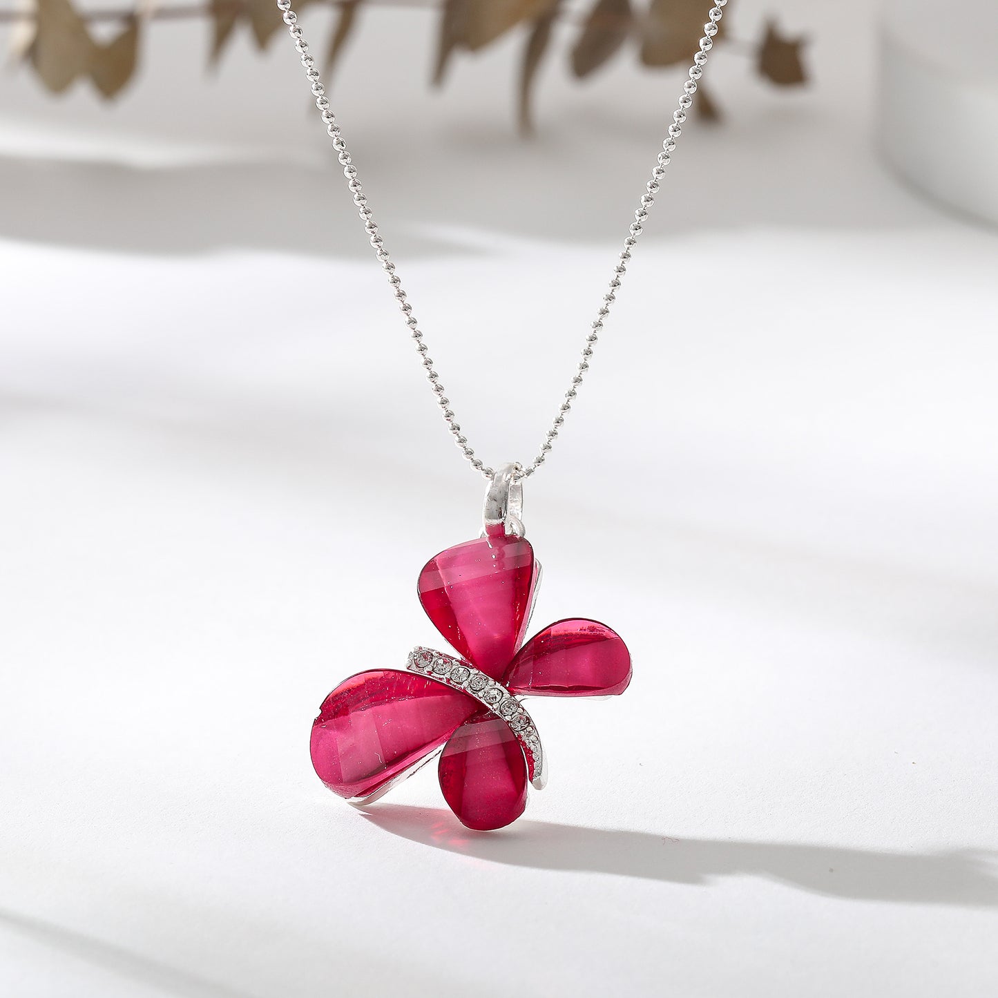 Radiant Bloom Butterfly Pendant Necklace – Colorful Elegance in Every Petal