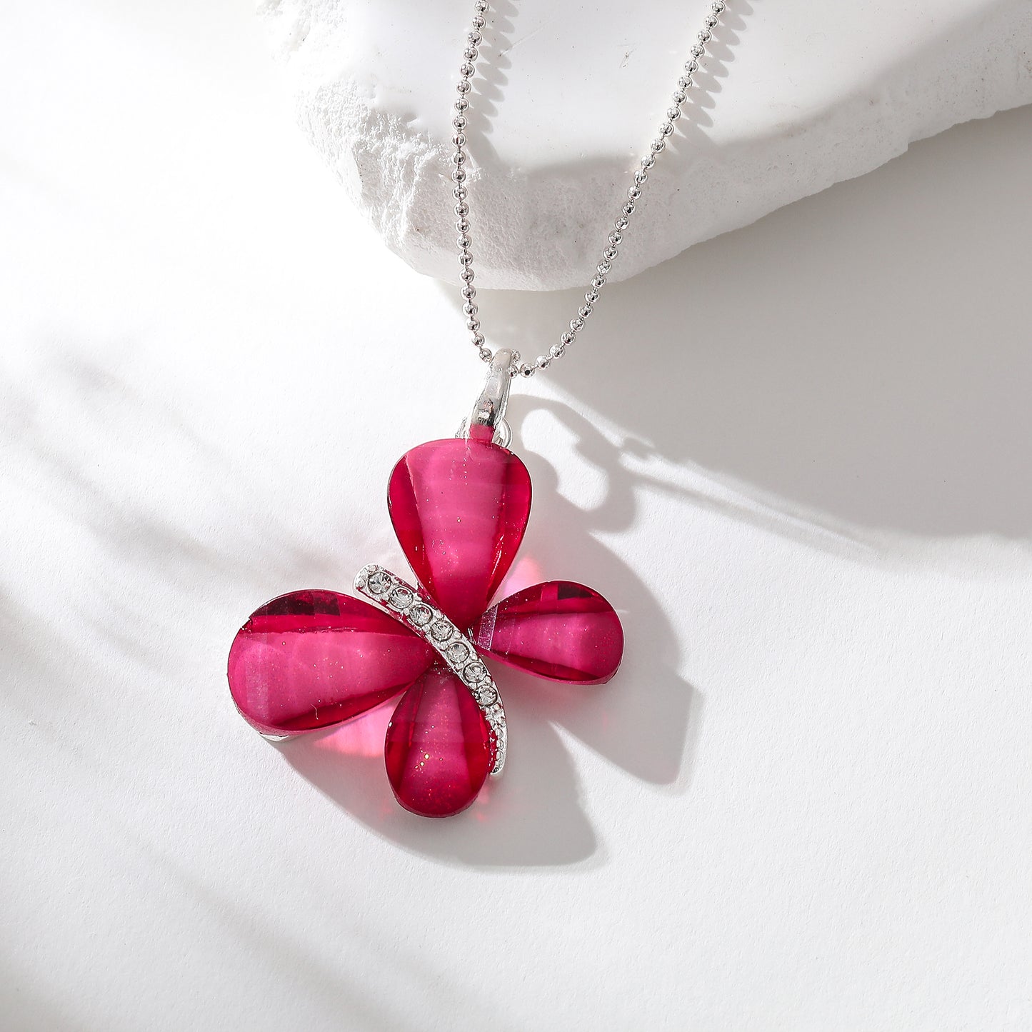 Radiant Bloom Butterfly Pendant Necklace – Colorful Elegance in Every Petal