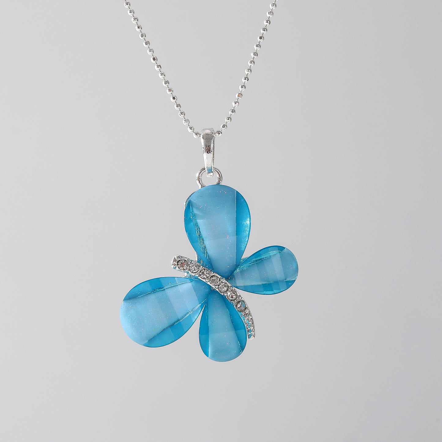 Radiant Bloom Butterfly Pendant Necklace – Colorful Elegance in Every Petal