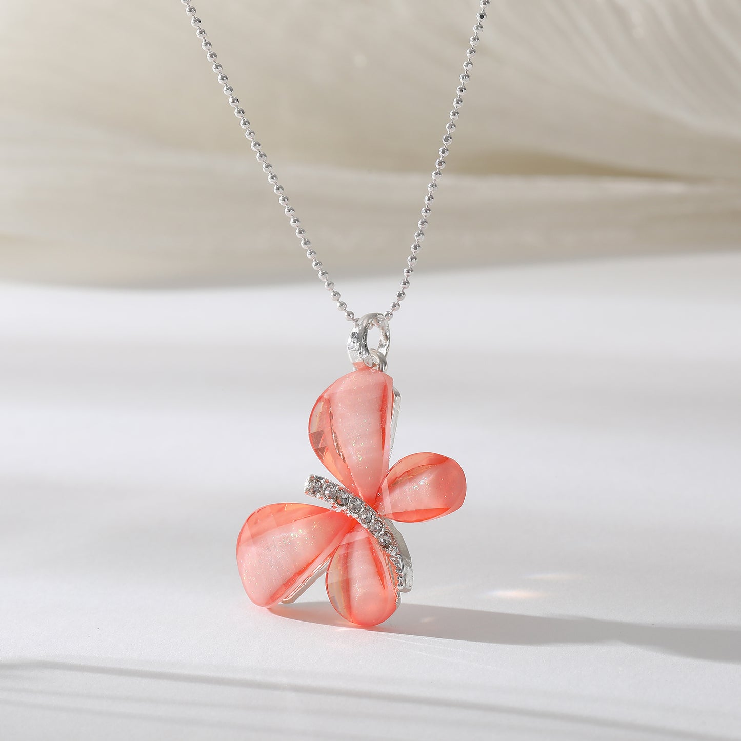 Radiant Bloom Butterfly Pendant Necklace – Colorful Elegance in Every Petal