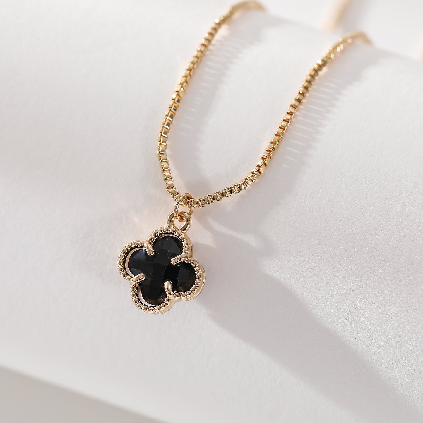 Elegant Gold Chain Necklace with Multicolor Glass Clover Charms - Timeless Jewelry for Women