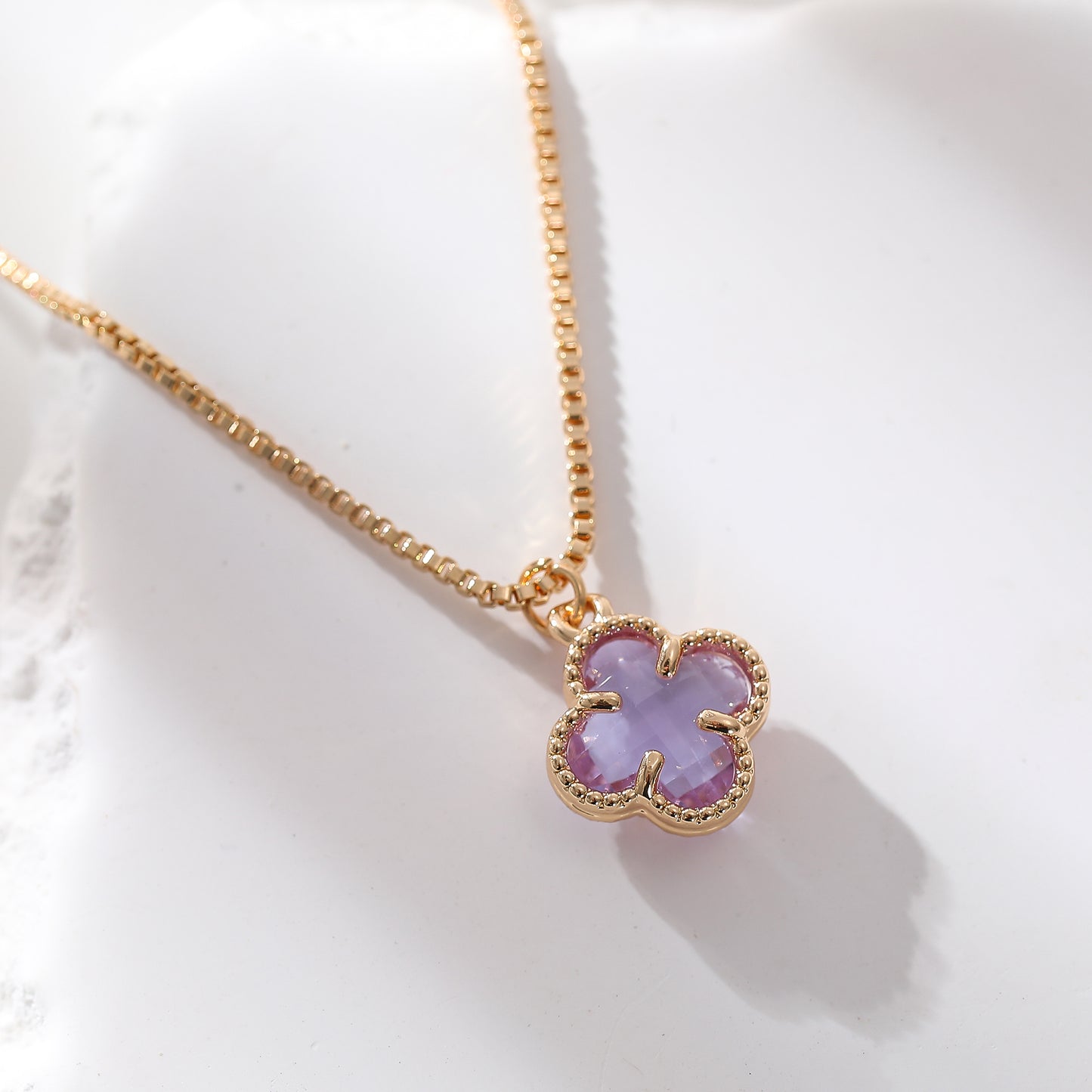 Elegant Gold Chain Necklace with Multicolor Glass Clover Charms - Timeless Jewelry for Women