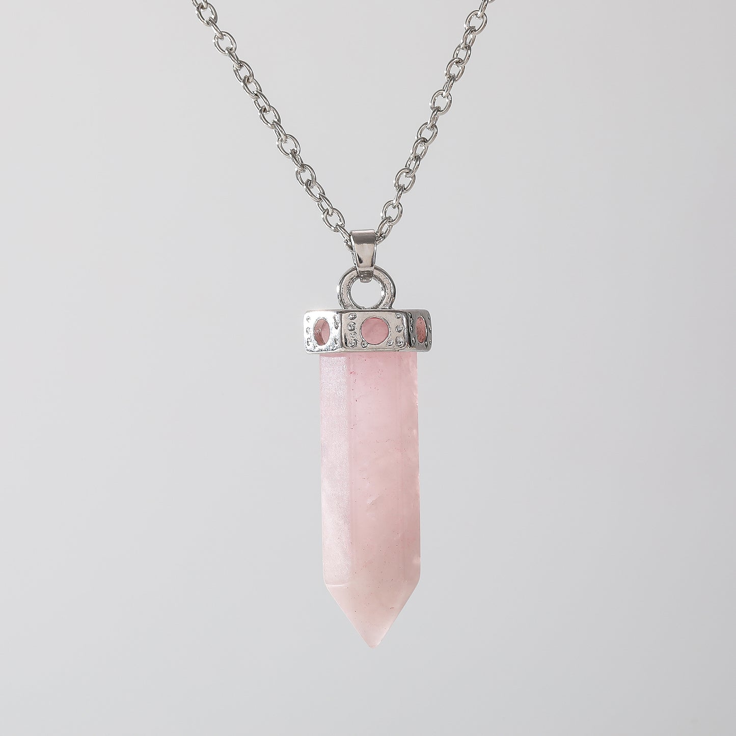 Assorted Crystal Point Necklace - Purple, Pink, and Clear Gemstone Pendants on Sterling Silver Chain - Elegant Healing Jewelry