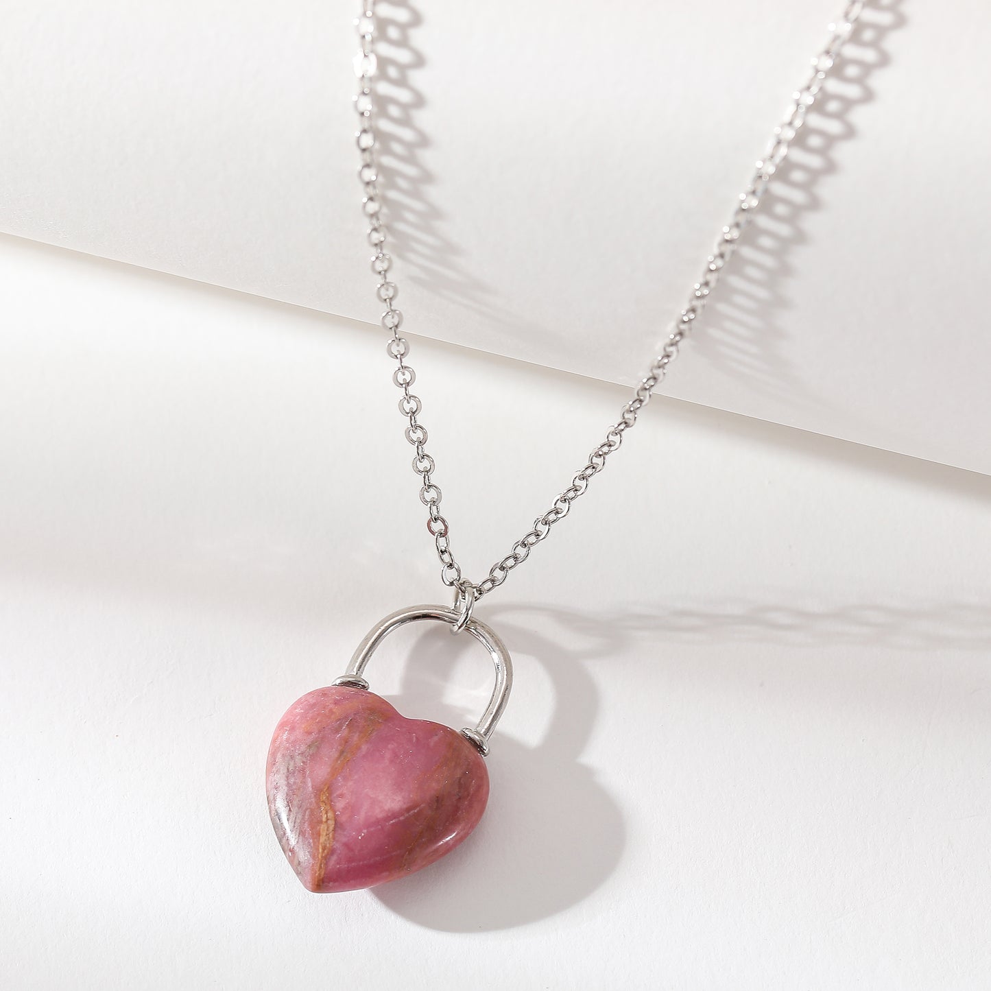 Genuine Stone Heart Necklace - Natural Gemstone Jewelry for Women - Unique Handmade Pendant in Pink, Blue, Green & Multicolor