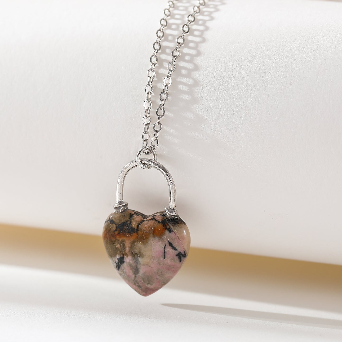 Genuine Stone Heart Necklace - Natural Gemstone Jewelry for Women - Unique Handmade Pendant in Pink, Blue, Green & Multicolor