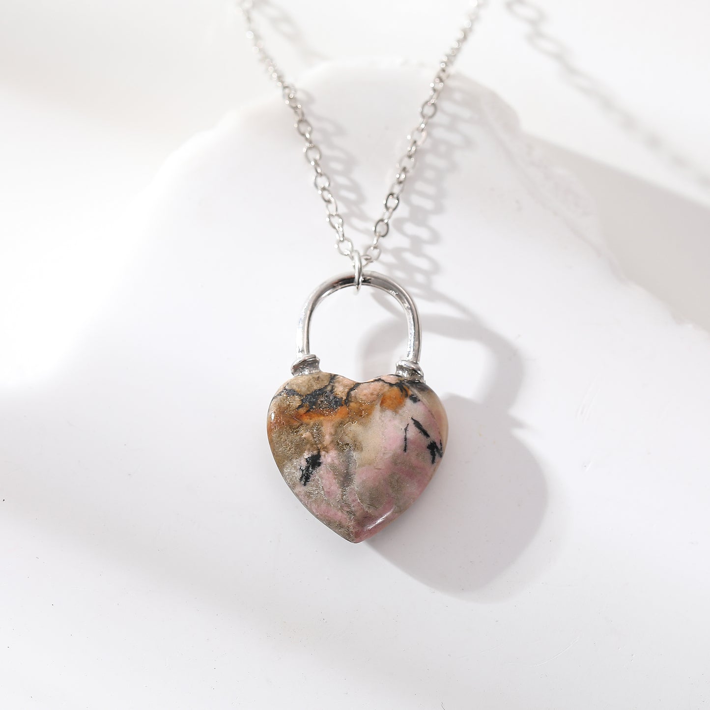 Genuine Stone Heart Necklace - Natural Gemstone Jewelry for Women - Unique Handmade Pendant in Pink, Blue, Green & Multicolor