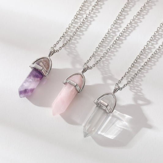 Assorted Crystal Point Necklaces - Purple, Pink, and Clear Quartz in Sterling Silver - Energy & Style