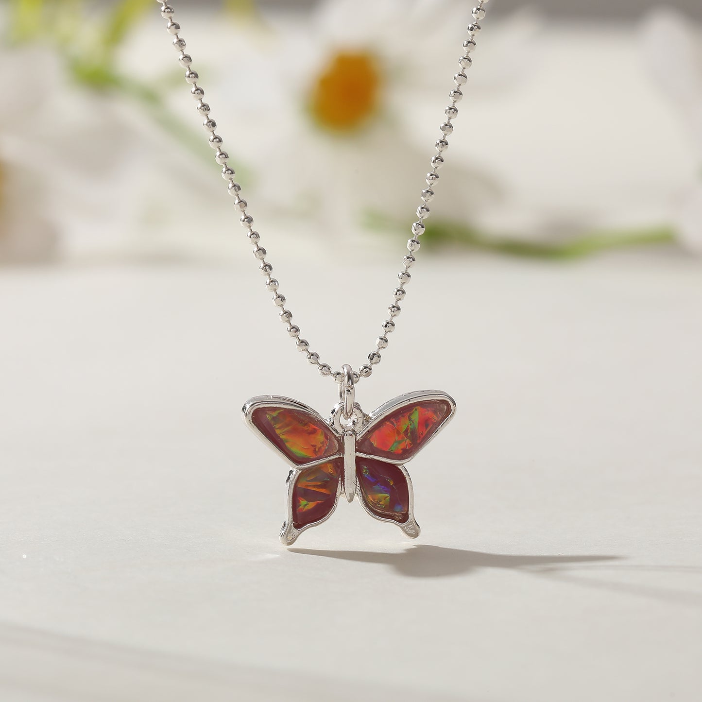 Iridescent Butterfly Necklace - Colorful Gemstone Jewelry for Women in Pink, Green & Purple - Elegant & Whimsical Accessory