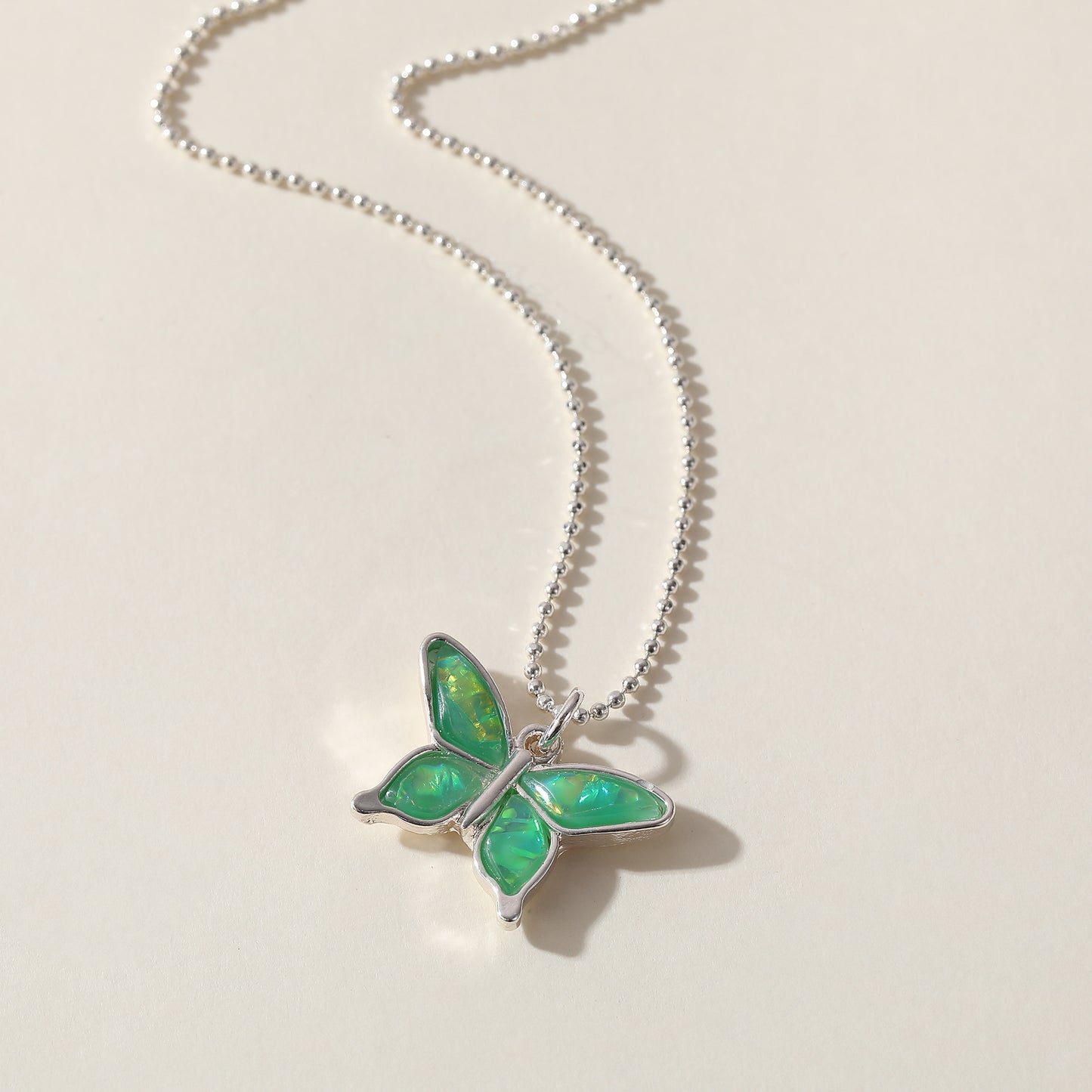 Iridescent Butterfly Necklace - Colorful Gemstone Jewelry for Women in Pink, Green & Purple - Elegant & Whimsical Accessory