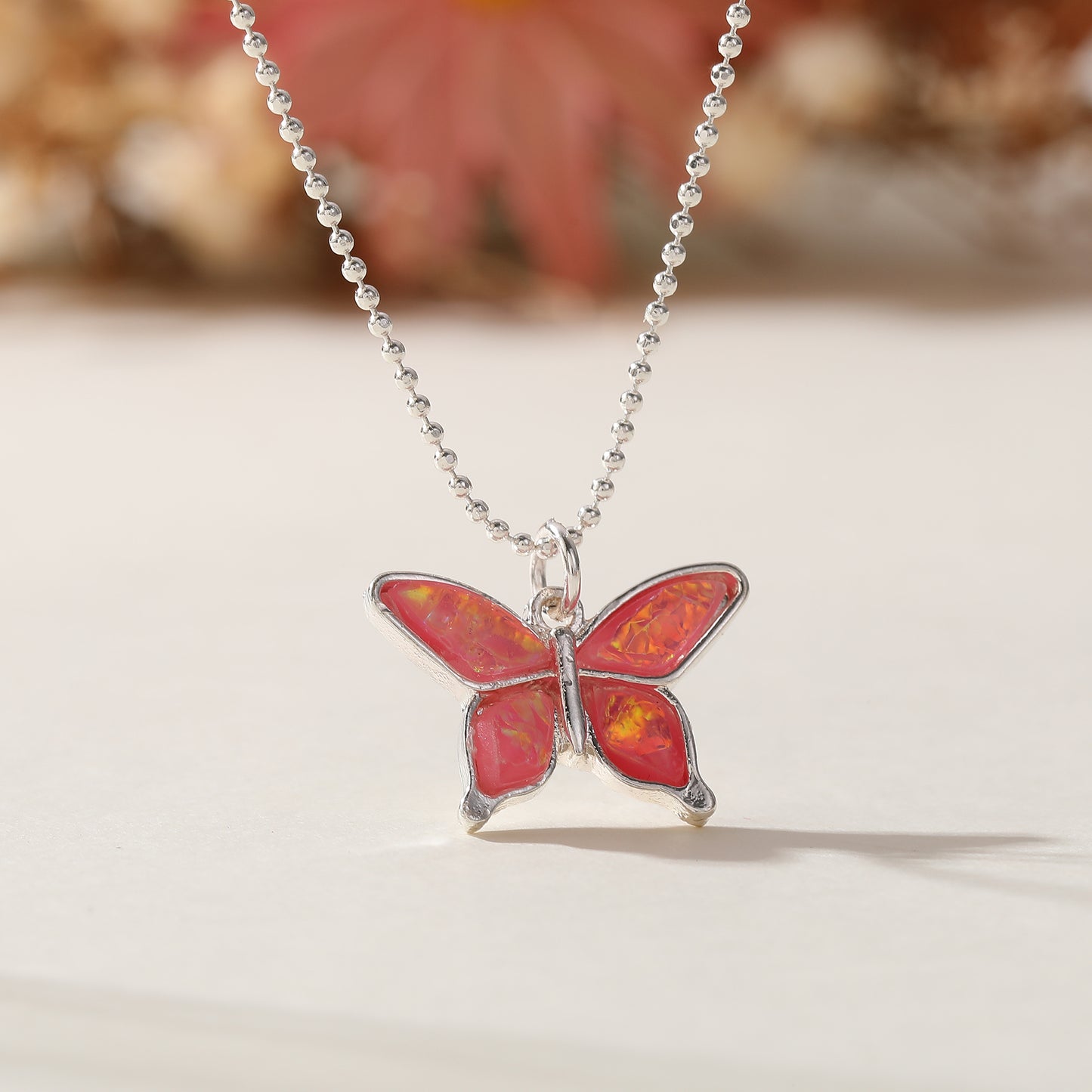 Iridescent Butterfly Necklace - Colorful Gemstone Jewelry for Women in Pink, Green & Purple - Elegant & Whimsical Accessory