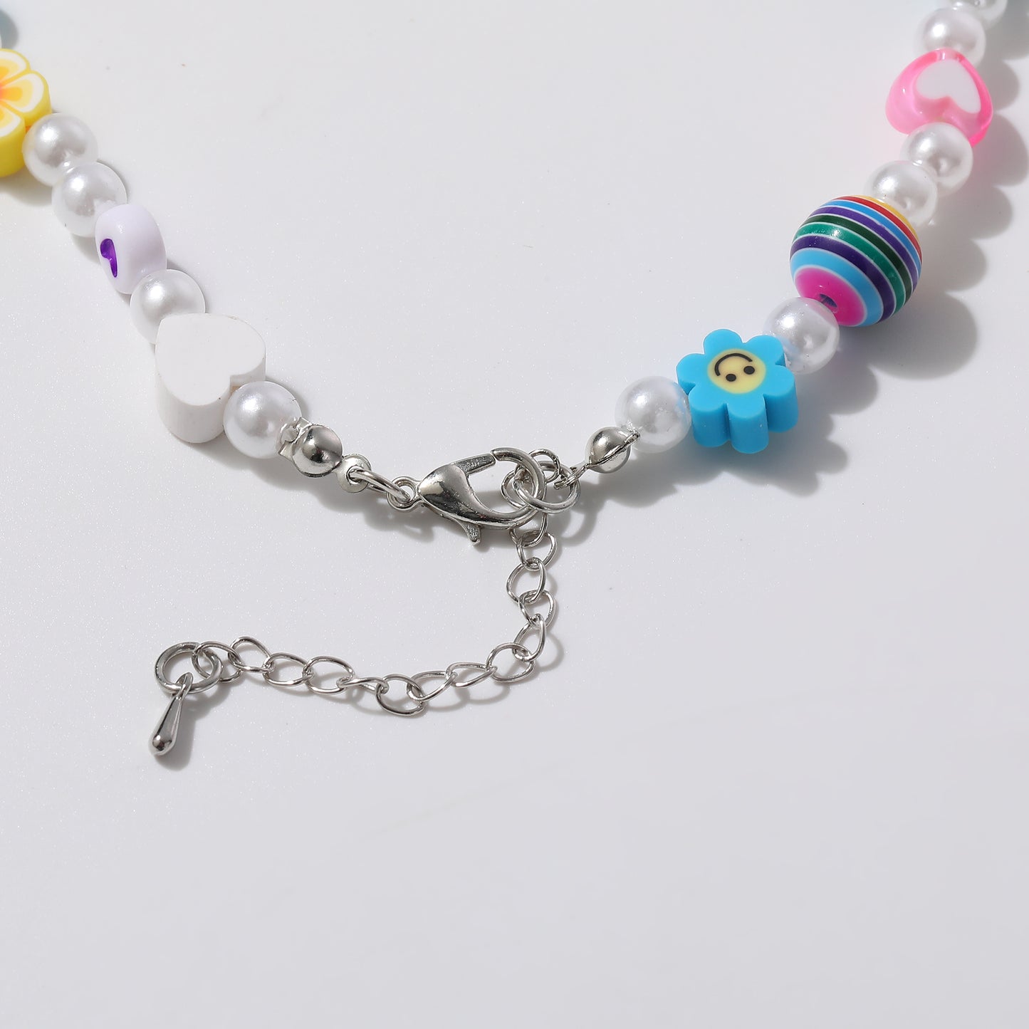 Colorful Fimo Beads & Pearl Choker with Glass Mushroom Charm - Stylish Handmade Necklace for Women & Teens