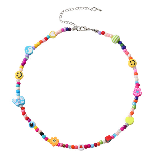 Assorted Fimo Beads and Colorful Bead Choker Necklace - Fun and Playful Accessories