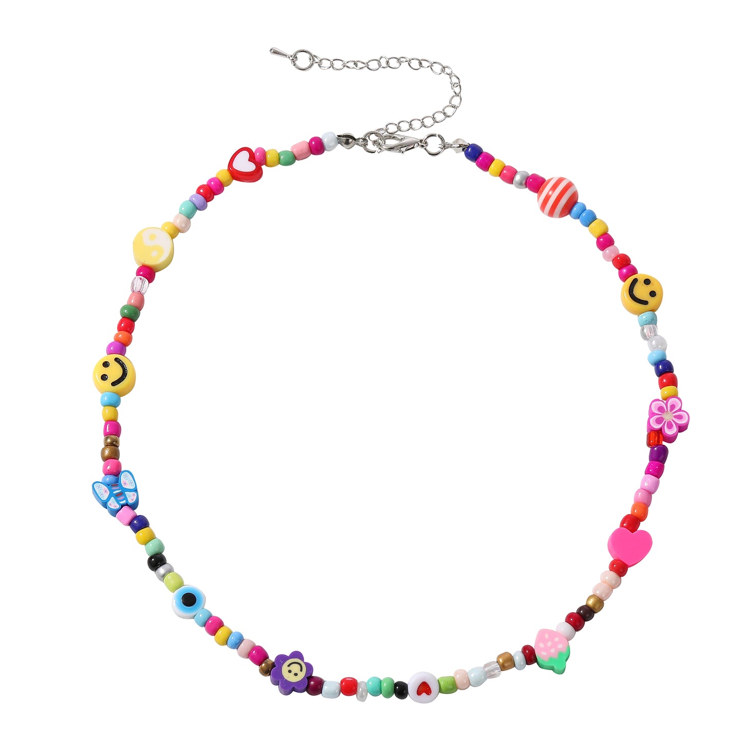 Assorted Fimo Beads and Colorful Bead Choker Necklace - Fun and Playful Accessories