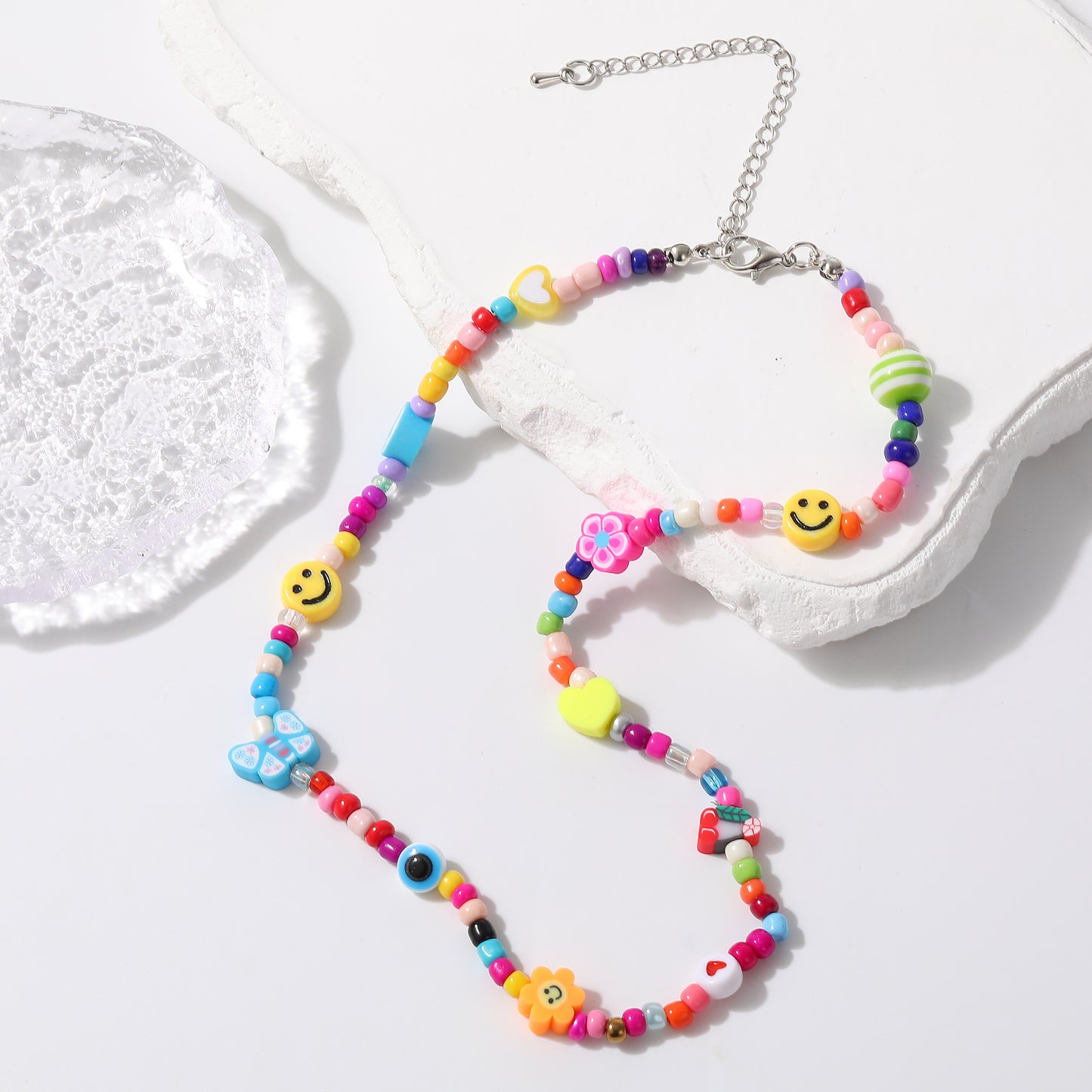 Assorted Fimo Beads and Colorful Bead Choker Necklace - Fun and Playful Accessories