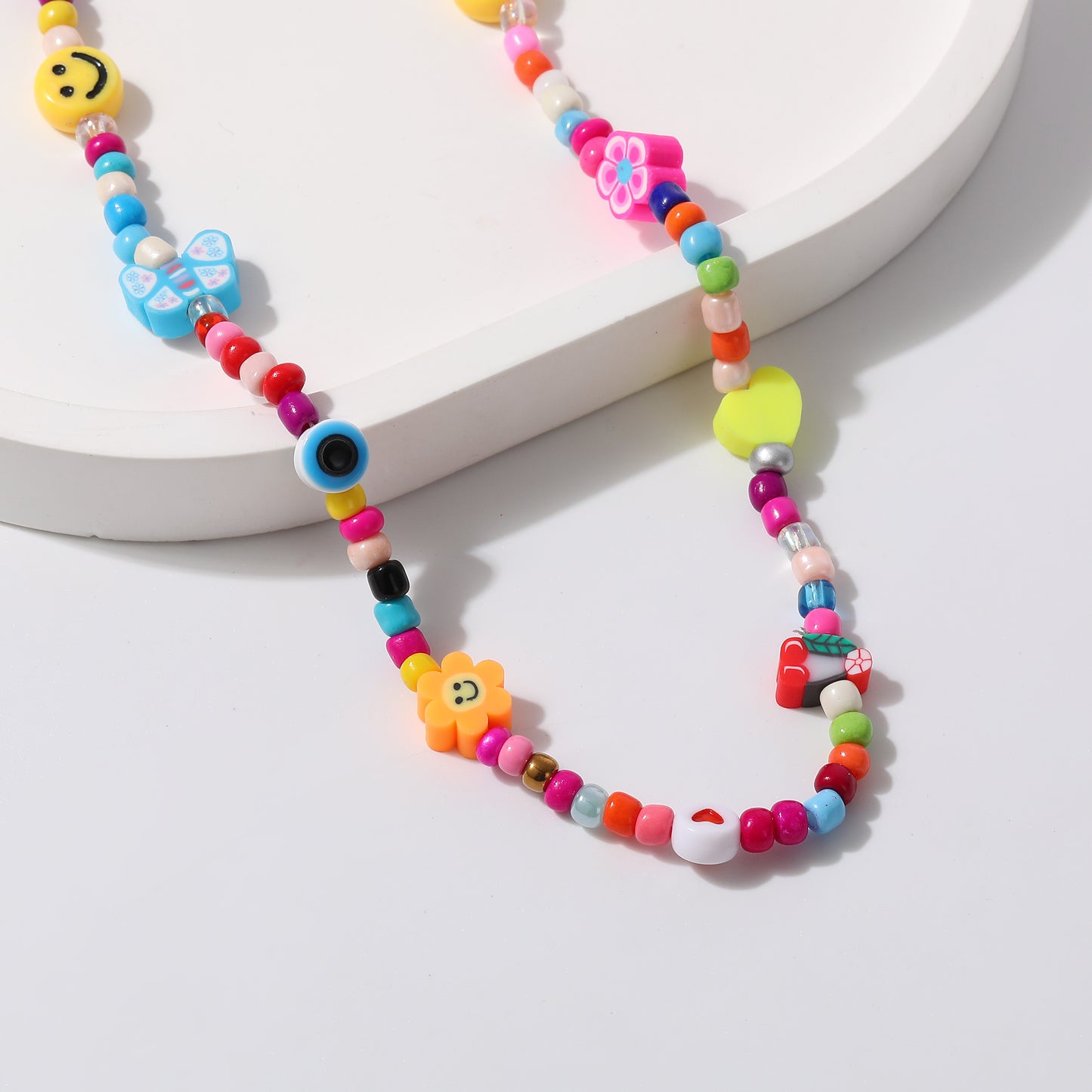 Assorted Fimo Beads and Colorful Bead Choker Necklace - Fun and Playful Accessories