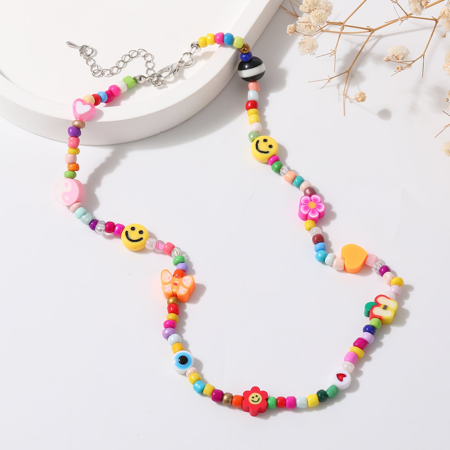 Assorted Fimo Beads and Colorful Bead Choker Necklace - Fun and Playful Accessories