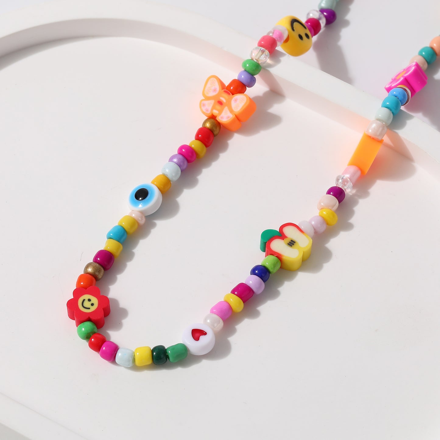 Assorted Fimo Beads and Colorful Bead Choker Necklace - Fun and Playful Accessories