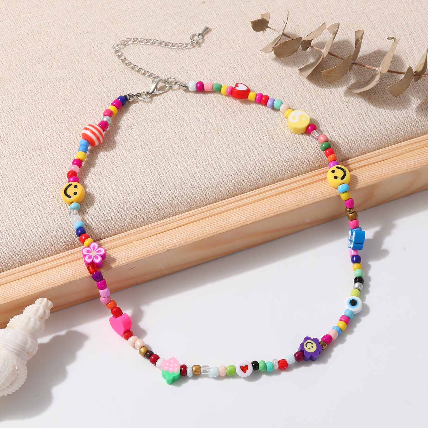 Assorted Fimo Beads and Colorful Bead Choker Necklace - Fun and Playful Accessories