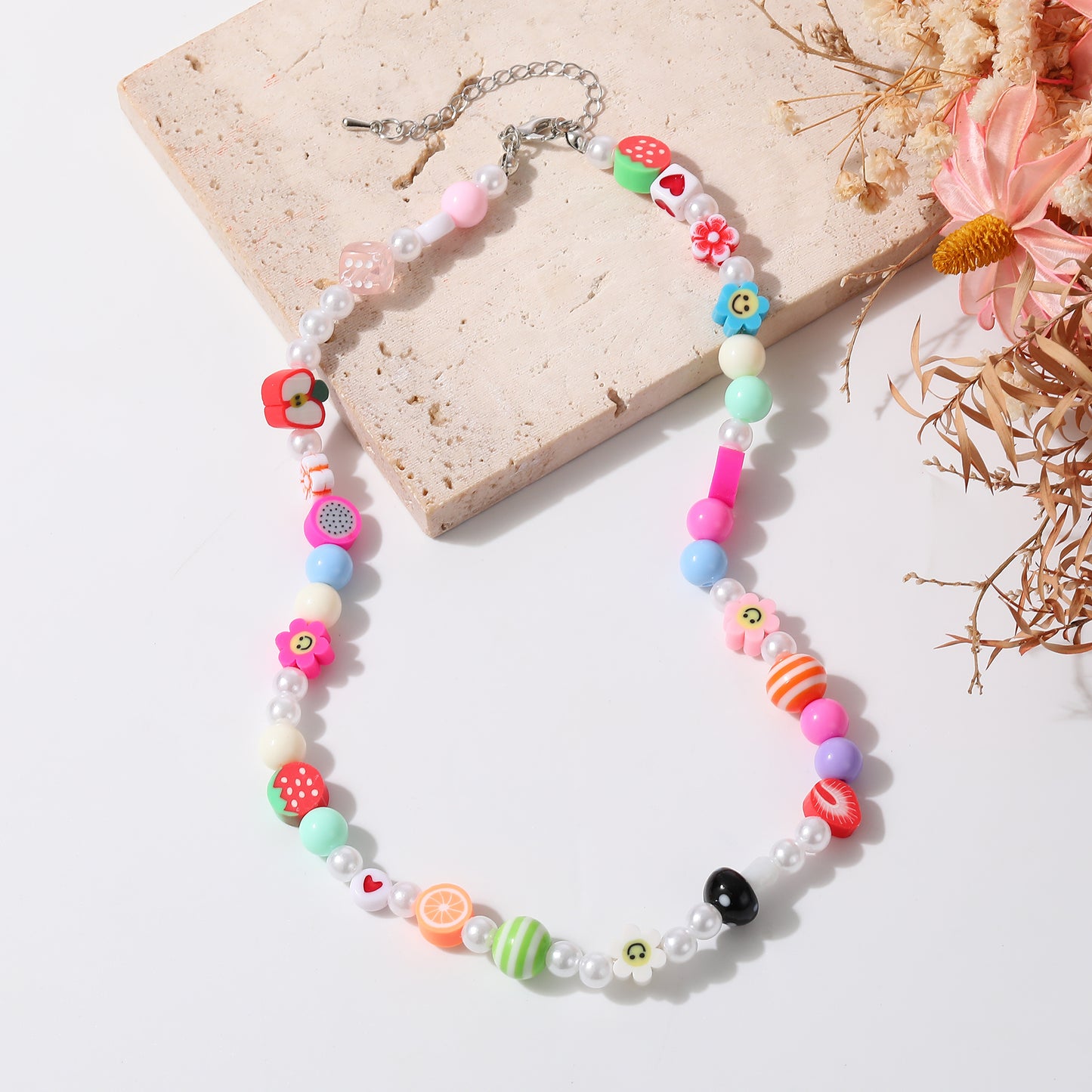 Handmade Fimo Bead & Glass Mushroom Choker with Pearls - Whimsical & Unique Jewelry for Women