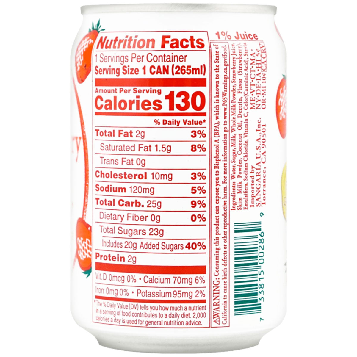 Sangaria Strawberry Milk - 8.96fl oz