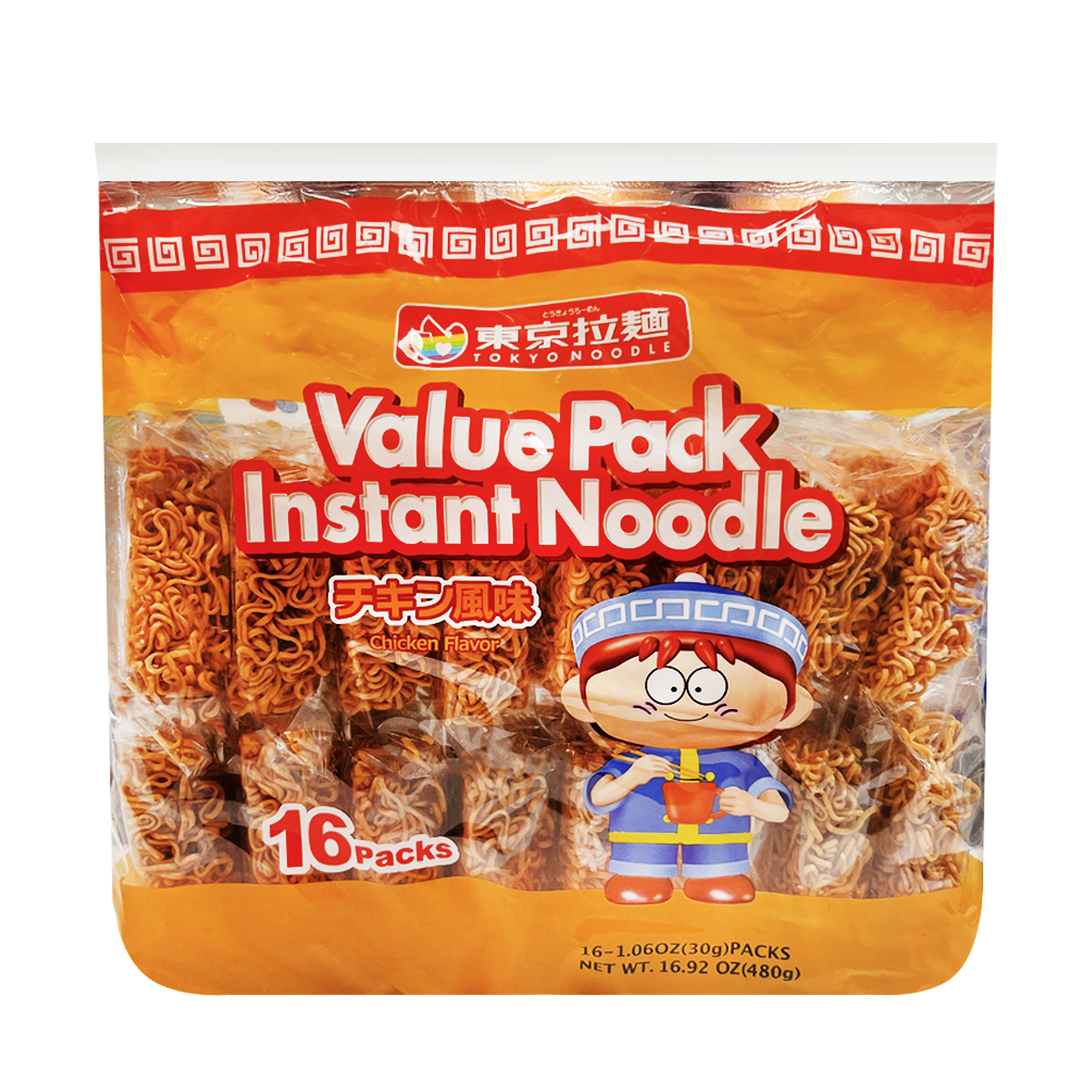 TOKYO NOODLE Value Pack Instant Noodles Chicken Flavor, 16 Packs 16.92oz (480g)