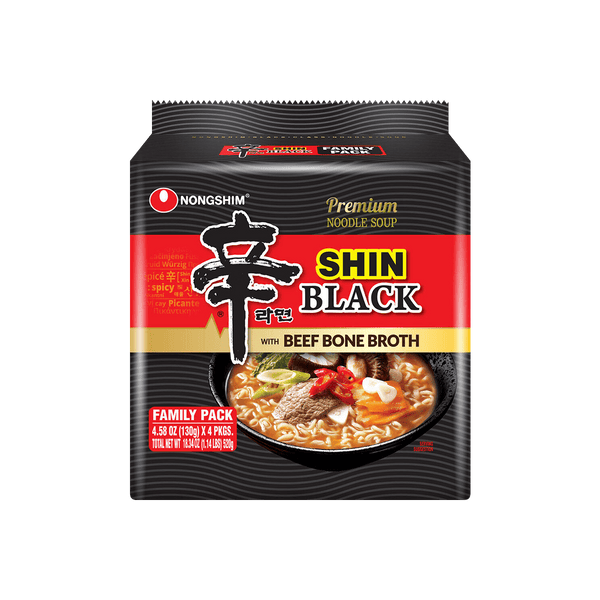 Nongshim Shin Black Ramyun Ramen Noodle Soup Spicy Flavor 4.58 Oz (130g) 4PCKGS