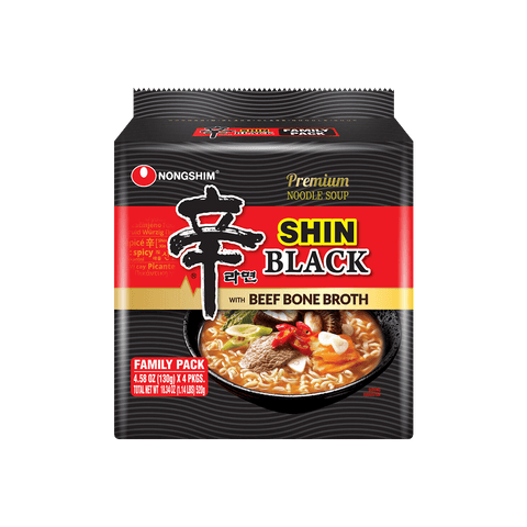 Nongshim Shin Black Ramyun Ramen Noodle Soup Spicy Flavor 4.58 Oz (130g) 4PCKGS