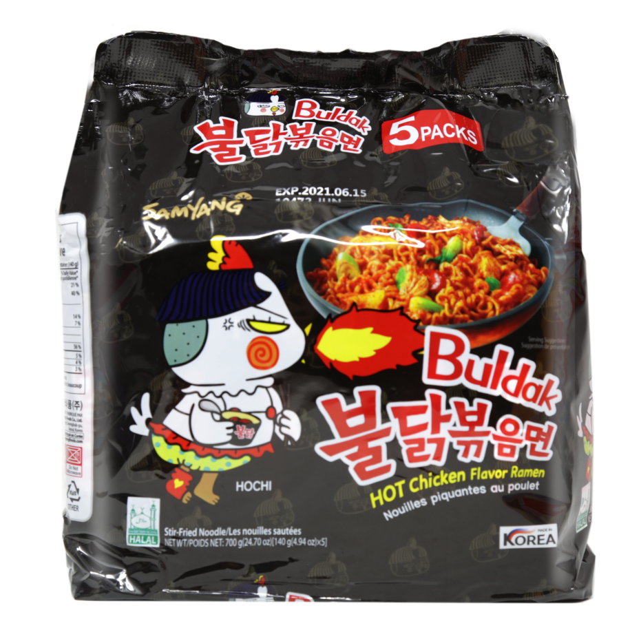 SAMYANG Buldak Hot Spicy Chicken Flavor Stir-Fried Ramen Noodles 5-PACK 24.7 Oz (700 g)