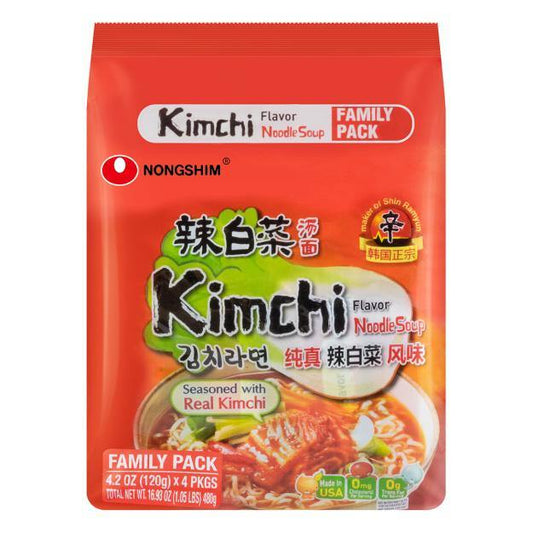 Nongshim Kimchi Korean Instant Noodle Soup 4 PACKS 16.93 Oz (480 g) - 辣白菜汤面